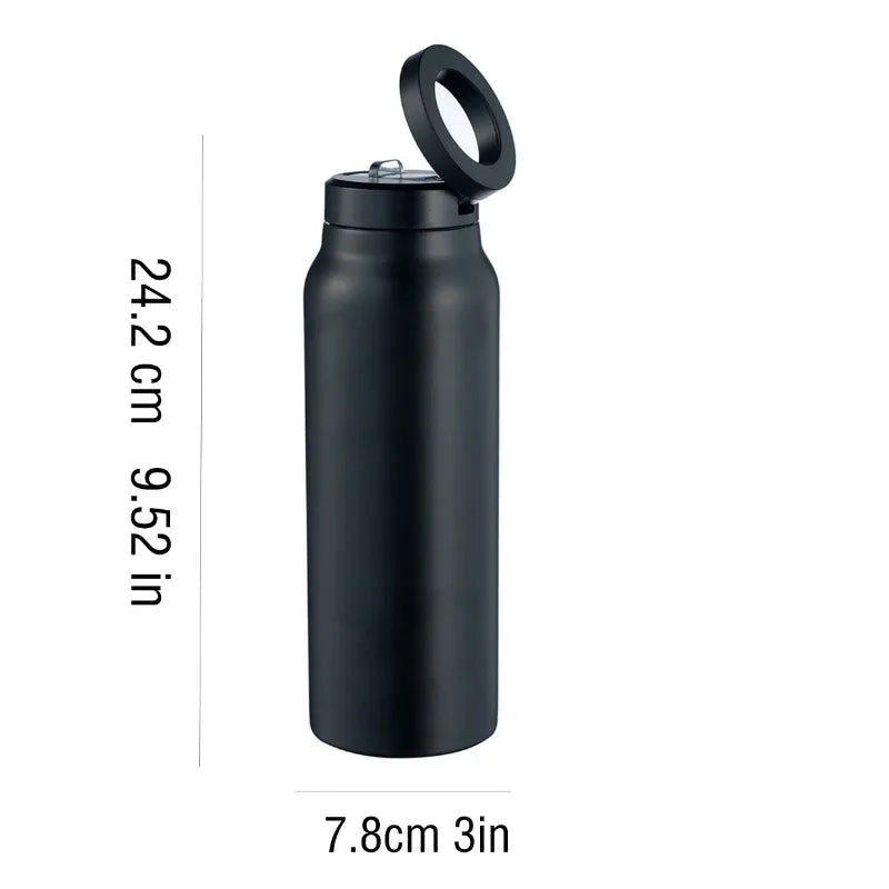 24 Oz Magnetic Can Hold Phone Holder Water Bottle Stainless Steel Insulated Thickened Sports Mug Outdoor Carrying Insulated Mug