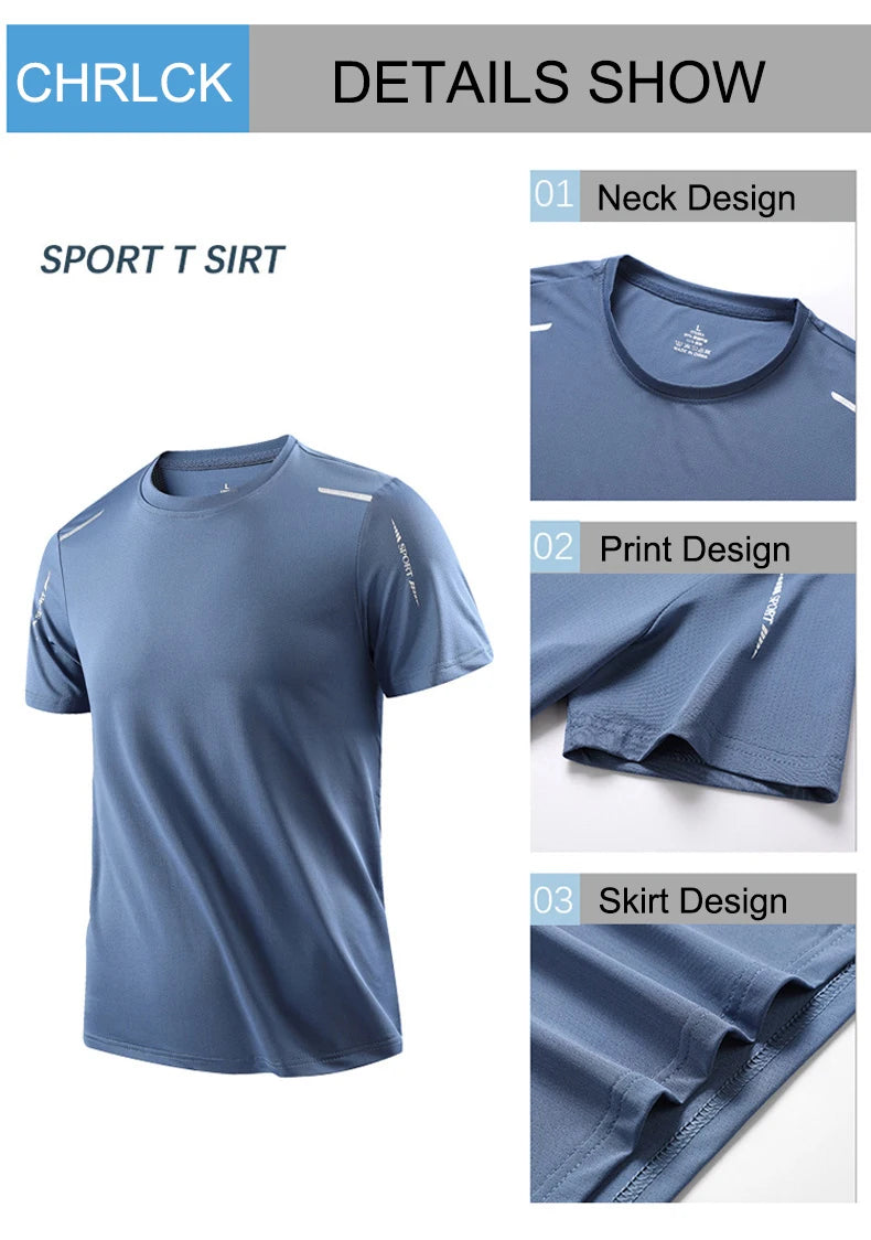 Camisetas chrlck - DRY- FIT- masculinas, esportes ao ar livre, tecido leve,macio  e respirável.